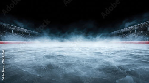 Fotografia Hockey ice rink sport arena empty field stadium on black background