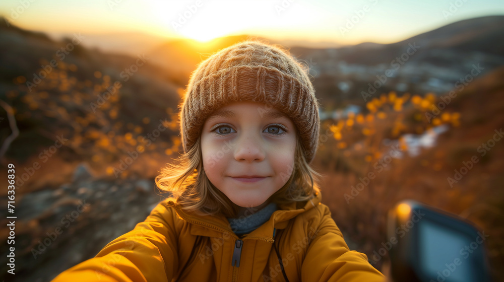 cute child making selfie on vacation cute child making selfie on vacation