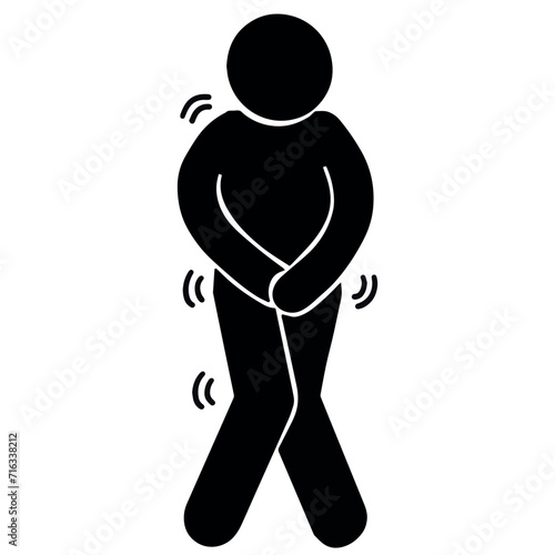 Portrait a man trying to hold in his pee vector illustration
