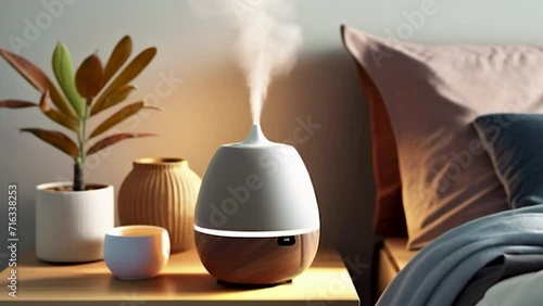 Electric aroma diffuser in the room. Generative AI, Spa. photo