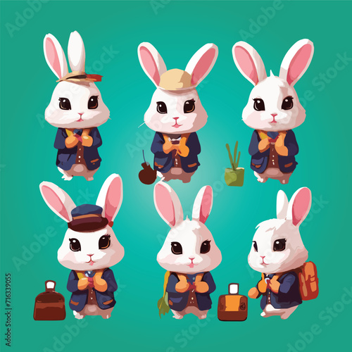 Set of easter rabbits