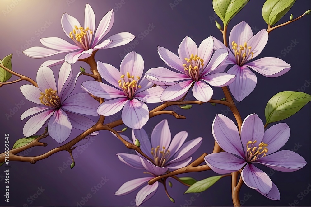 Dawn's Delight: Enchanting Purple Blossoms in Morning Light