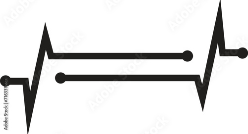 heart rate pulse, icon medicine logo, vector heartbeat heart rate icon, audio sound radio wave amplitude spikes