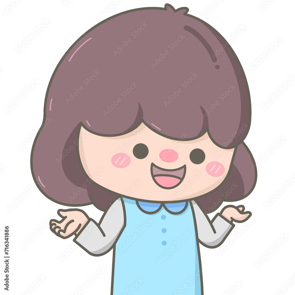 Cute pastel little girl shrugging Cute pastel little girl shrugging