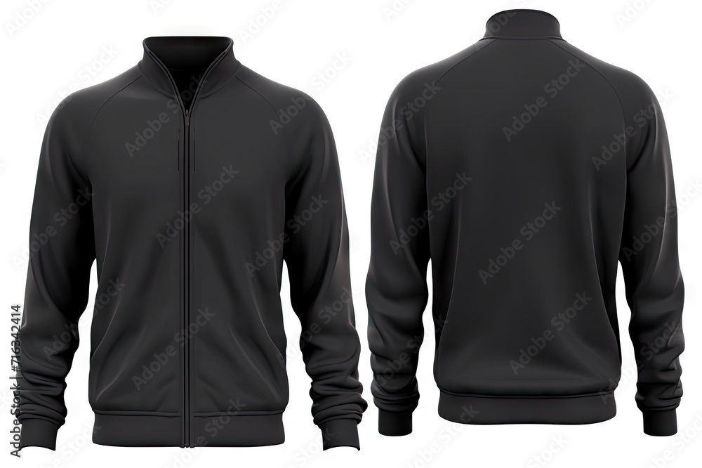 Black sweater template. Sweatshirt long sleeve on white background Black sweater template. Sweatshirt long sleeve on white background