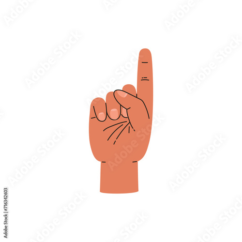 Hand gesture showing number one and palm. Counting with hand fingers.