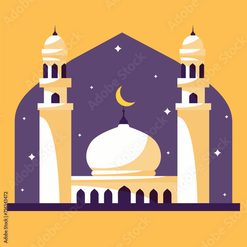 PrintCartoon Taj Mahal building. Ramadan kareem card. Islamic religious celebration. Arabic architecture. Vector . photo