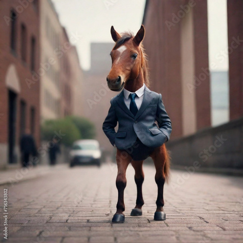 little horsy in business suit, fantesy art photo