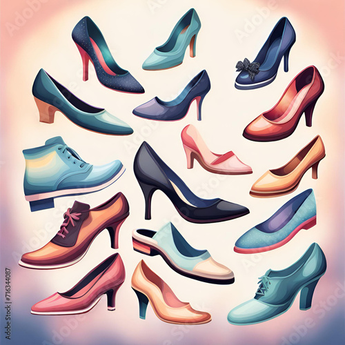 A collage of different shoe styles for various occasions