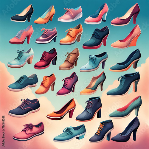 A collage of different shoe styles for various occasions