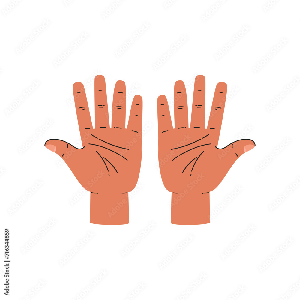 Obraz premium Finger sign ten 10 number, communication gesture, count infographic, hands gesture even number vector illustration