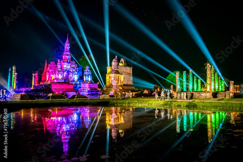 Loy Khrathong festival in Sukhothai historical park, Thailand