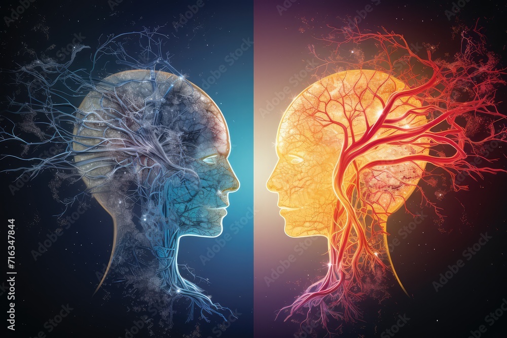 3d illustration of brain render, Neurotransmitters in the CNS and PNS, brain, Frontal lobe, Parietal lobe, brain anatomical, Cerebellum, Brain stem, Medulla oblongata, longevity, brain research, mind
 - obrazy, fototapety, plakaty 