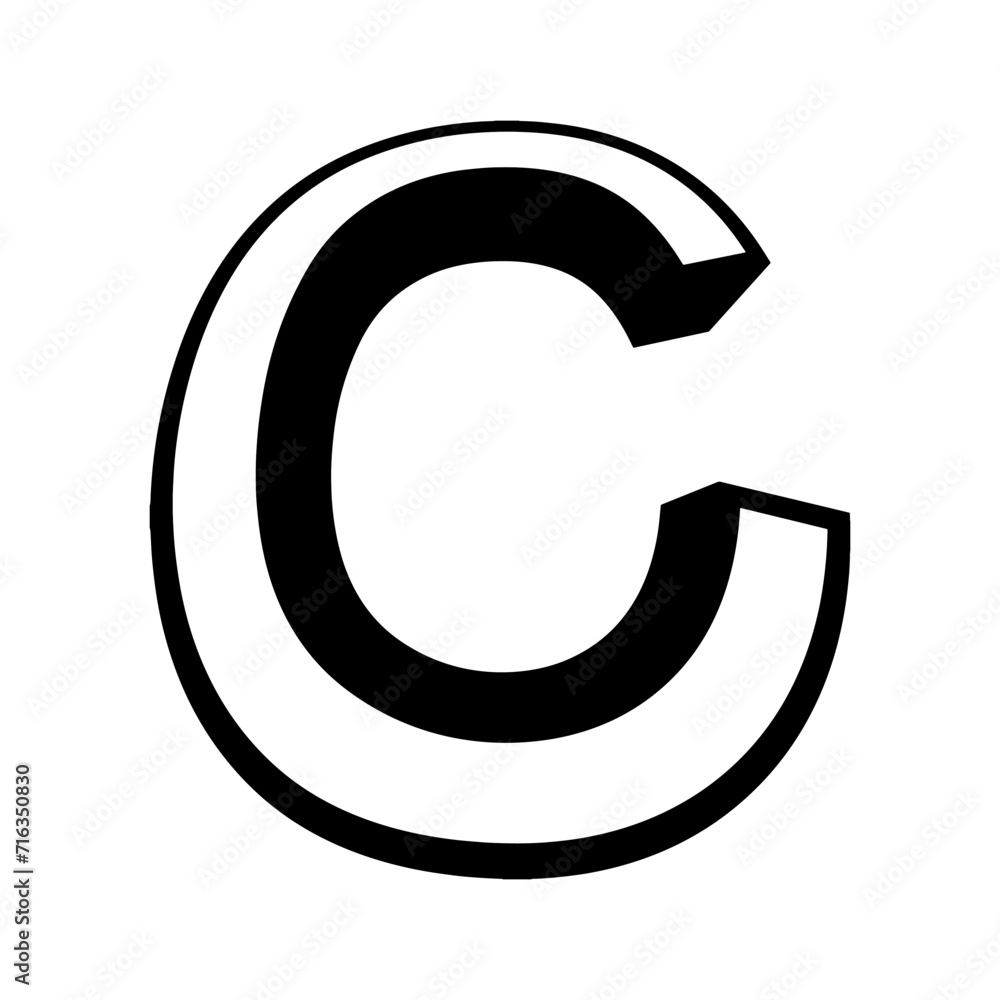 Logo letter c, tall slender font letter c perspective height Logo letter c, tall slender font letter c perspective height