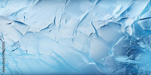 blue ice texture background, The textured cold frosty surface of ice block on blue background.