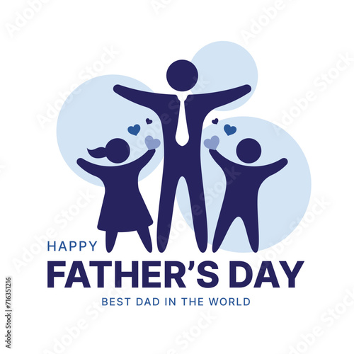 Happy father's day - Sons and daughters sending their hearts to dad symbol vector design