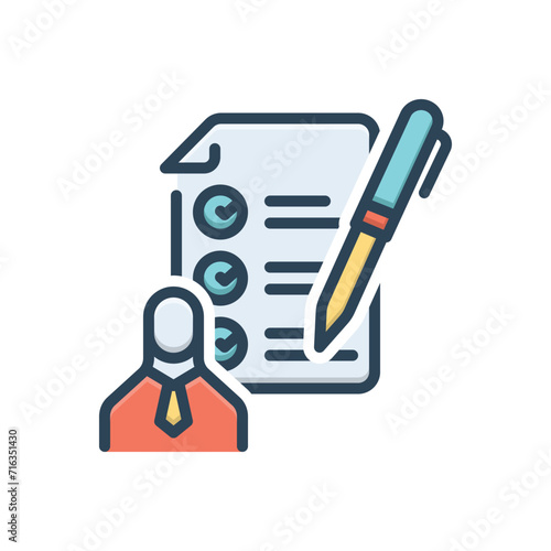 Color illustration icon for evaluation