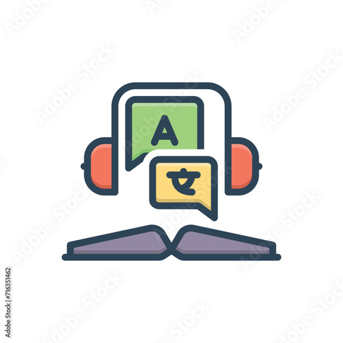 Color illustration icon for interpretation