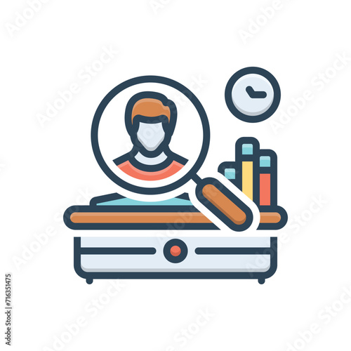 Color illustration icon for observation