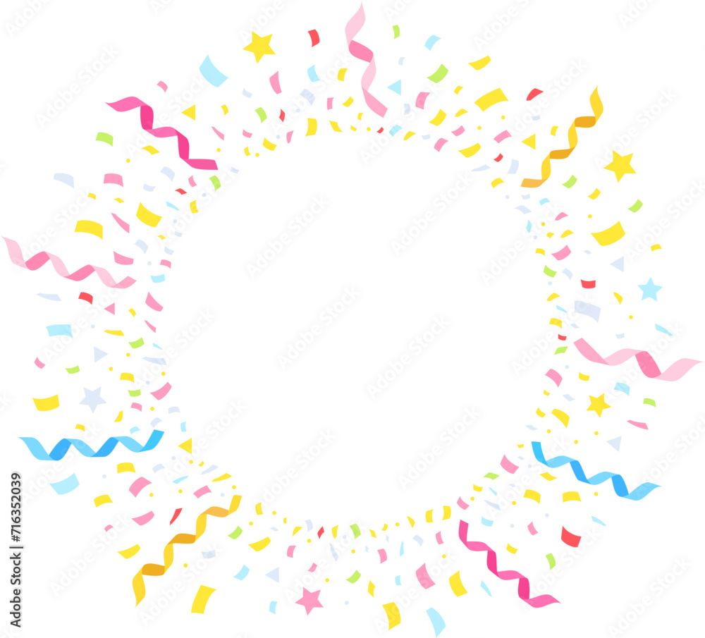 Colorful circular confetti vector frame