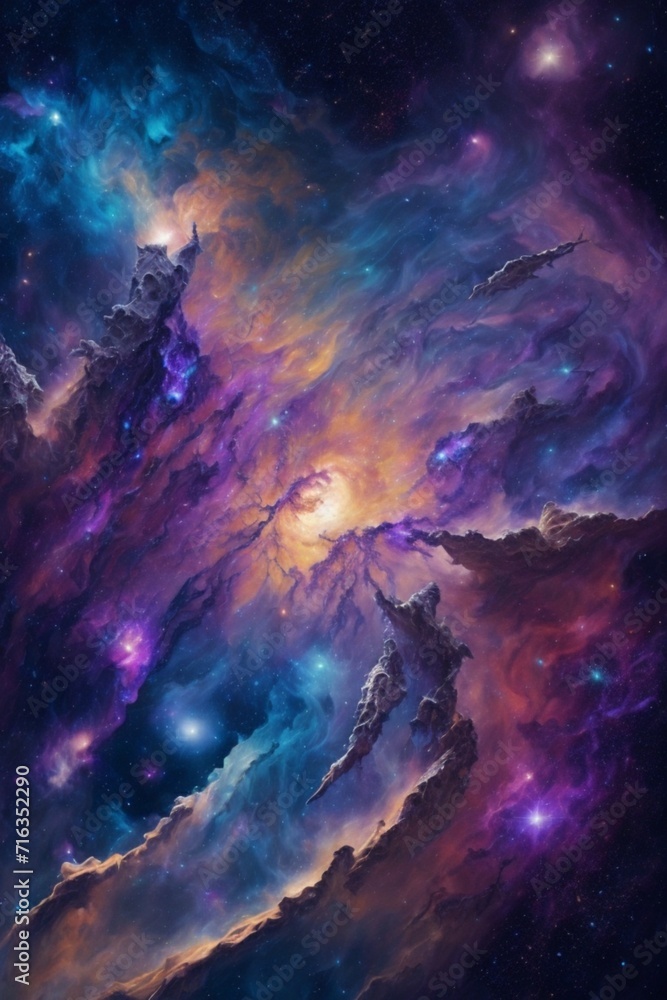 Galaxy, planet in space, ilustrasion