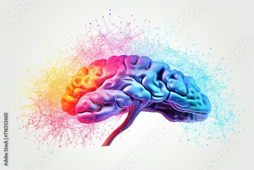 energy of fractal realms, colorful brain activity, neuron network activity, human medicine, Cognitive Functions, Emotional Intelligence, Memory, erve cells, neurosystem, synapses, brain system, neuro photo