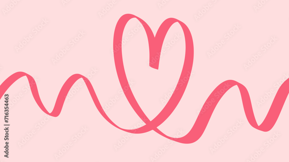 Motion line drawn for Valentine's Day. Solid or continuous line. Tangled hearts are drawn with thin material. Isolated on a white background. Greeting illustration for Valentine's Day.