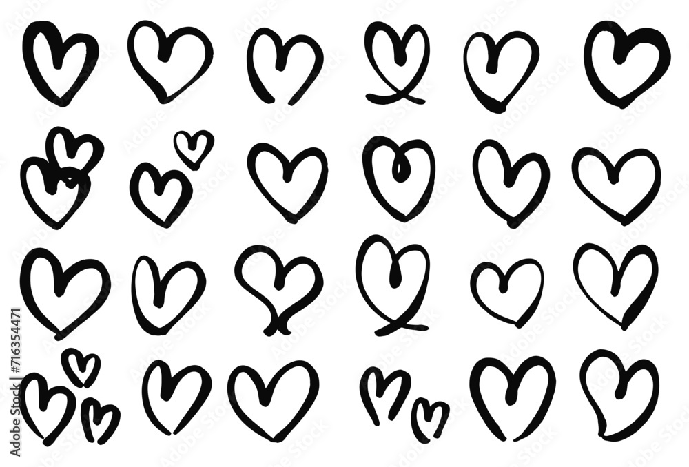 Collection set of hand drawn scribble hearts isolated on white background. Vector set of hand drawn hearts on a white background. Heart Icons Set, hand drawn icons and illustrations for valentines. Collection set of hand drawn scribble hearts isolated on white background. Vector set of hand drawn hearts on a white background. Heart Icons Set, hand drawn icons and illustrations for valentines.