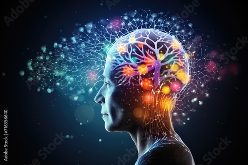 3D brain in space illustration, cognitive science, educational psychology, and cognitive neuroscience in learning, colorful brain system, neurogenesis, ponder, thinking brain, nuclear medicine, memory