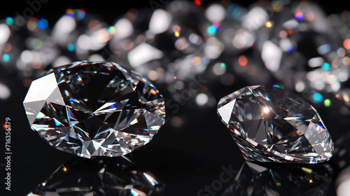 Close up of diamonds with reflections