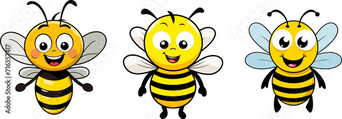 set of cartoon bee character