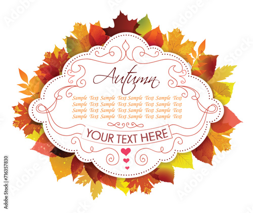 Label With Autumn Leaves