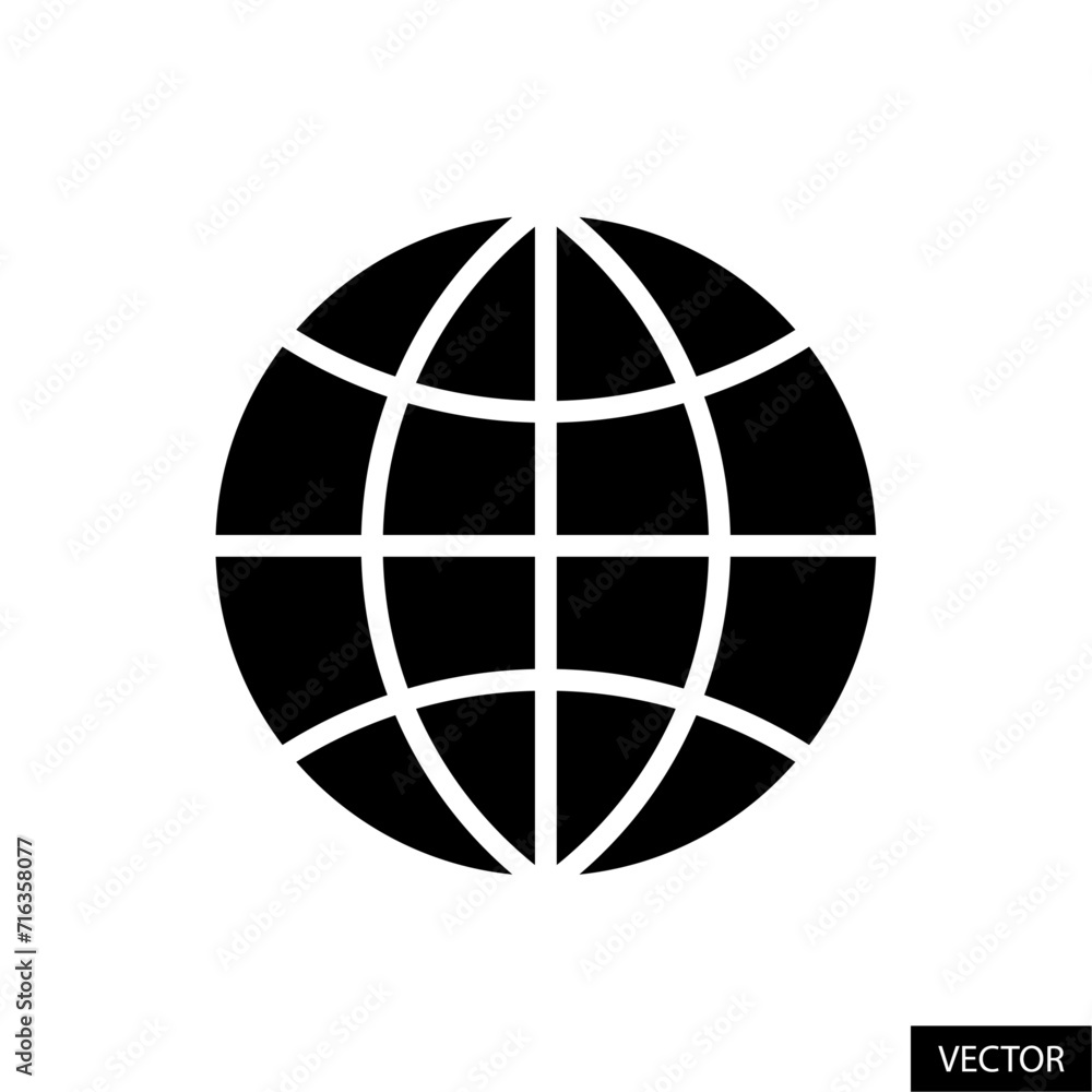 Web, Website, Earth grid or Global vector icon in glyph style design for website, app, UI, isolated on white background. Vector illustration. Web, Website, Earth grid or Global vector icon in glyph style design for website, app, UI, isolated on white background. Vector illustration.