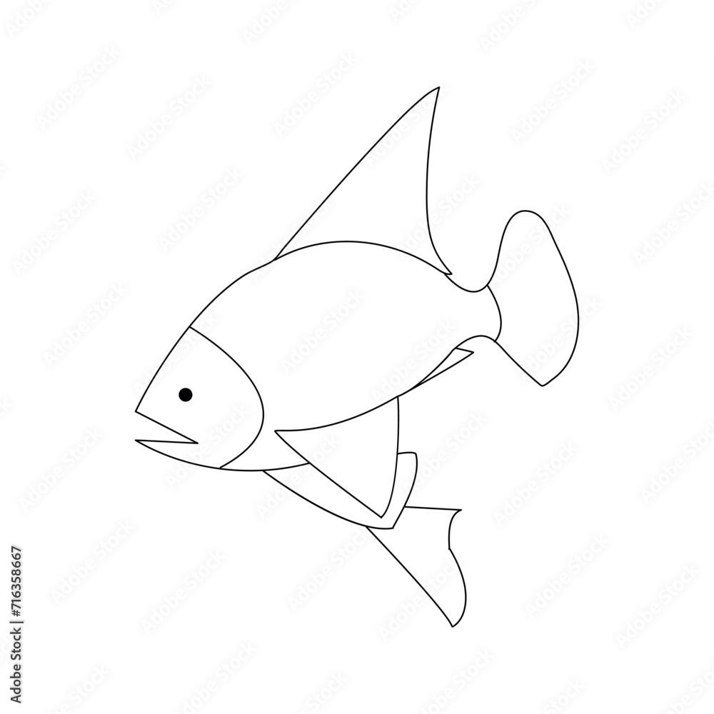 Obraz premium Fish continuous one line drawing outline vector illustration