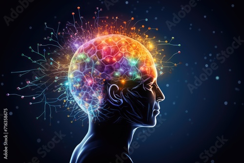 Vivid neuronal brain dots, connecting through synapses. Self awareness spike timing dependent plasticity ion pump dynamics. Whimsical gray matter, navigating neural pathways educational strategie.