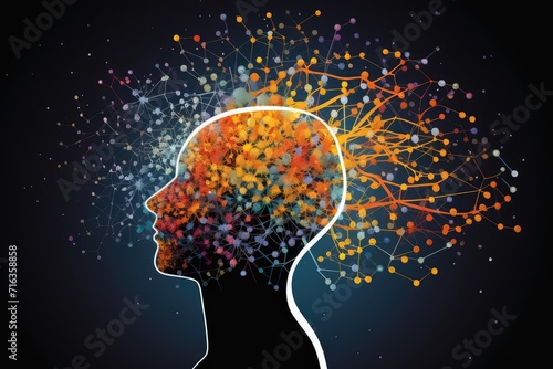 Vivid neuronal brain dots, connecting through synapses. Self awareness spike timing dependent plasticity ion pump dynamics. Whimsical gray matter, navigating neural pathways educational strategie.