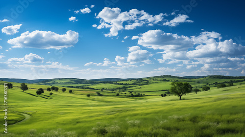green field and blue sky. field and clouds © Pakhnyushchyy