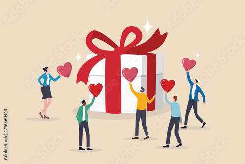 Loyalty program, gift card reward or spending bonus, shopping or sale to earn promotion prize, discount or redeem reward concept, people customer hold heart shape to redeem loyalty reward.