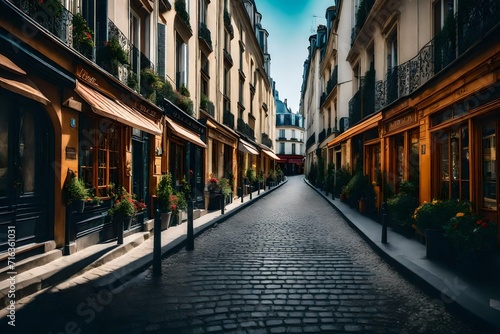 Cozy street in Paris  France