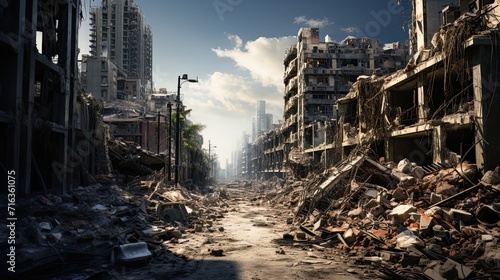 Apocalyptic Ruins of an Urban Street photo