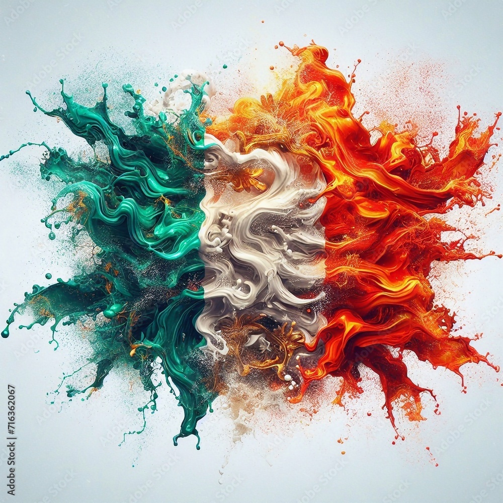 Italy flag what Splash of water and flame. AI generated illustration