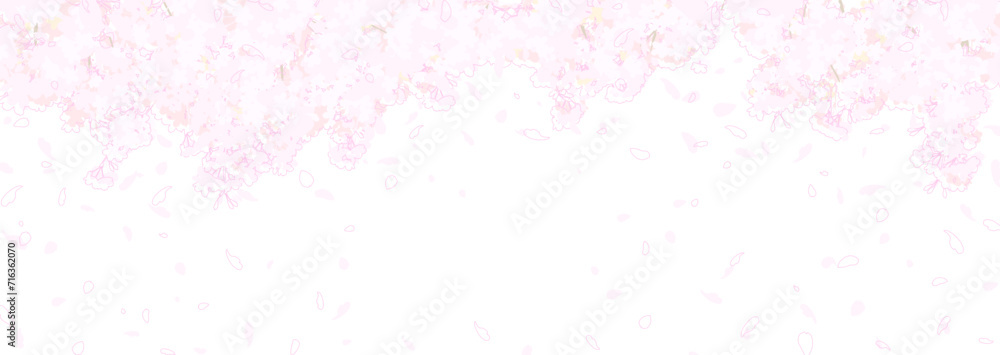 ふわふわした桜　横長ベクターイラスト