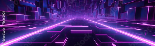 A contemporary and stylish abstract design featuring vibrant purple hues and glowing geometric shapes.