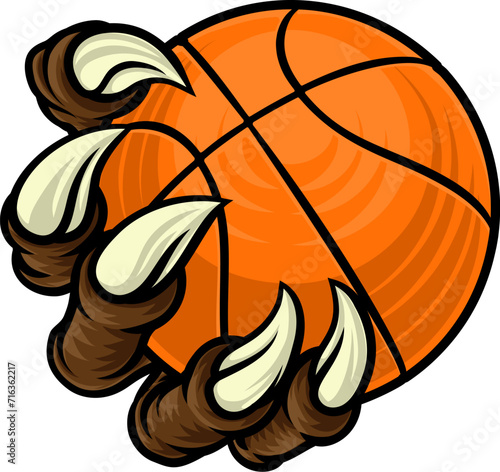 A basketball claw sports illustration of an eagle or animal monster hand holding ball