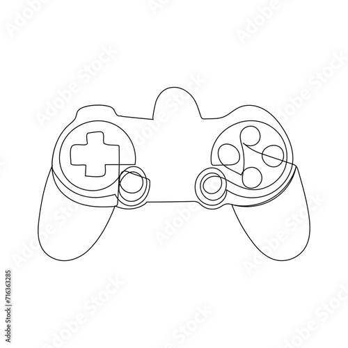 Game controller continuous one line drawing outline vector illustration