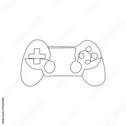 Game controller continuous one line drawing outline vector illustration