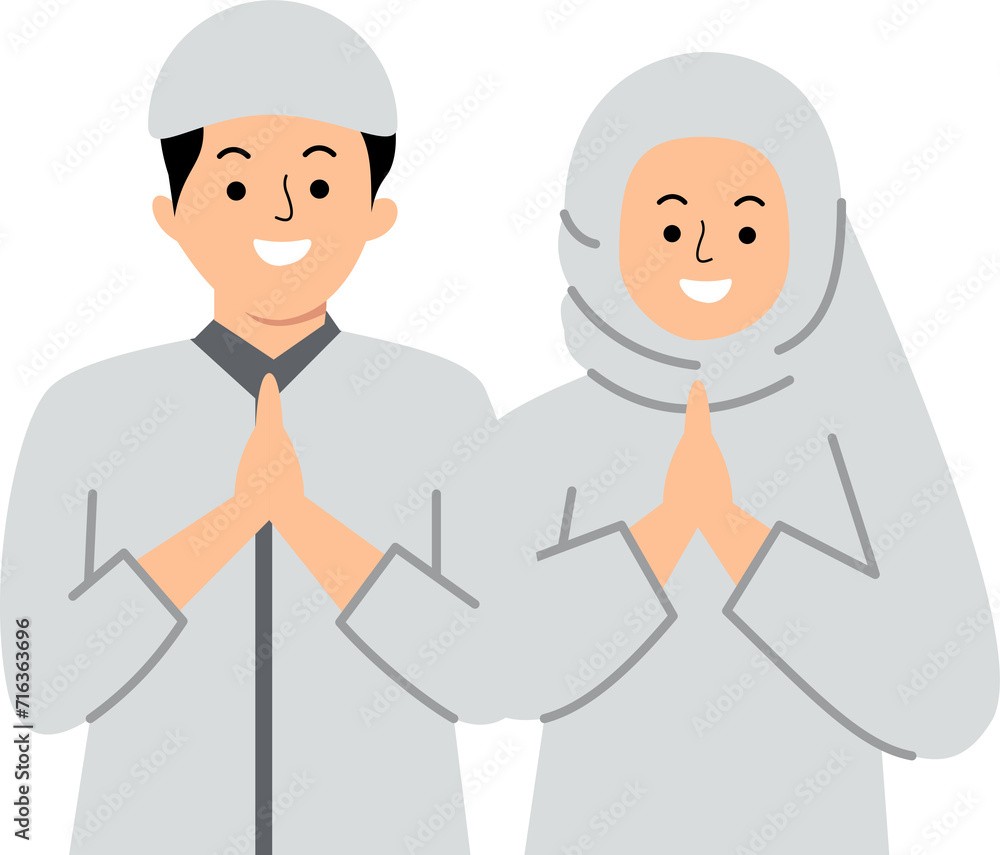 Muslim couple wishing you a happy Ramadan kareem