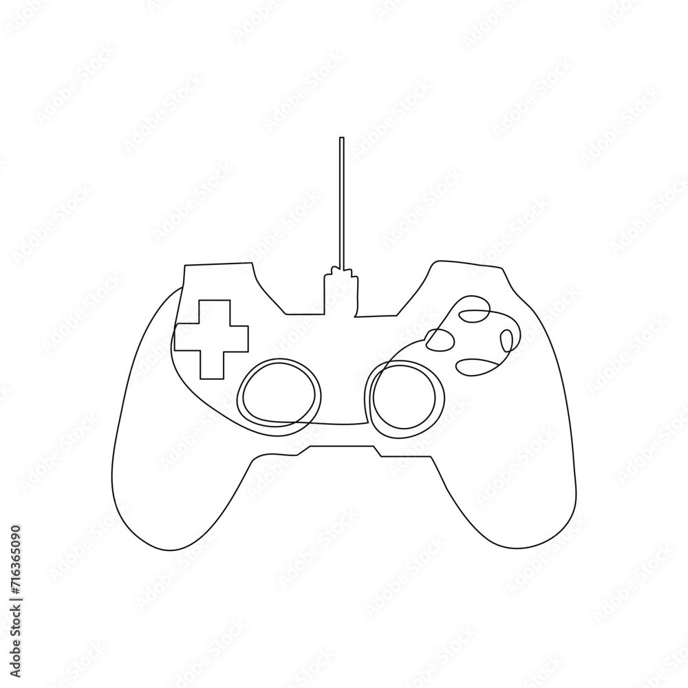 Game controller continuous one line drawing outline vector illustration Game controller continuous one line drawing outline vector illustration