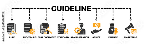 Guideline banner web icon vector illustration concept with icon of rule, procedure, legal document, standard, administration, advice, finance, marketing