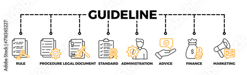 Guideline banner web icon vector illustration concept with icon of rule, procedure, legal document, standard, administration, advice, finance, marketing